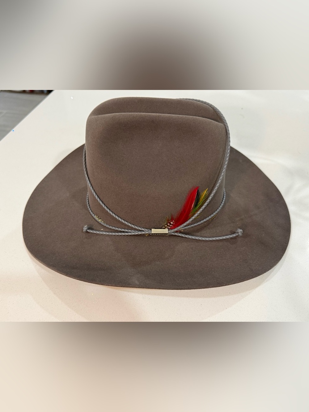Stetson Brown Felt Western Fedora with Colorful Feather